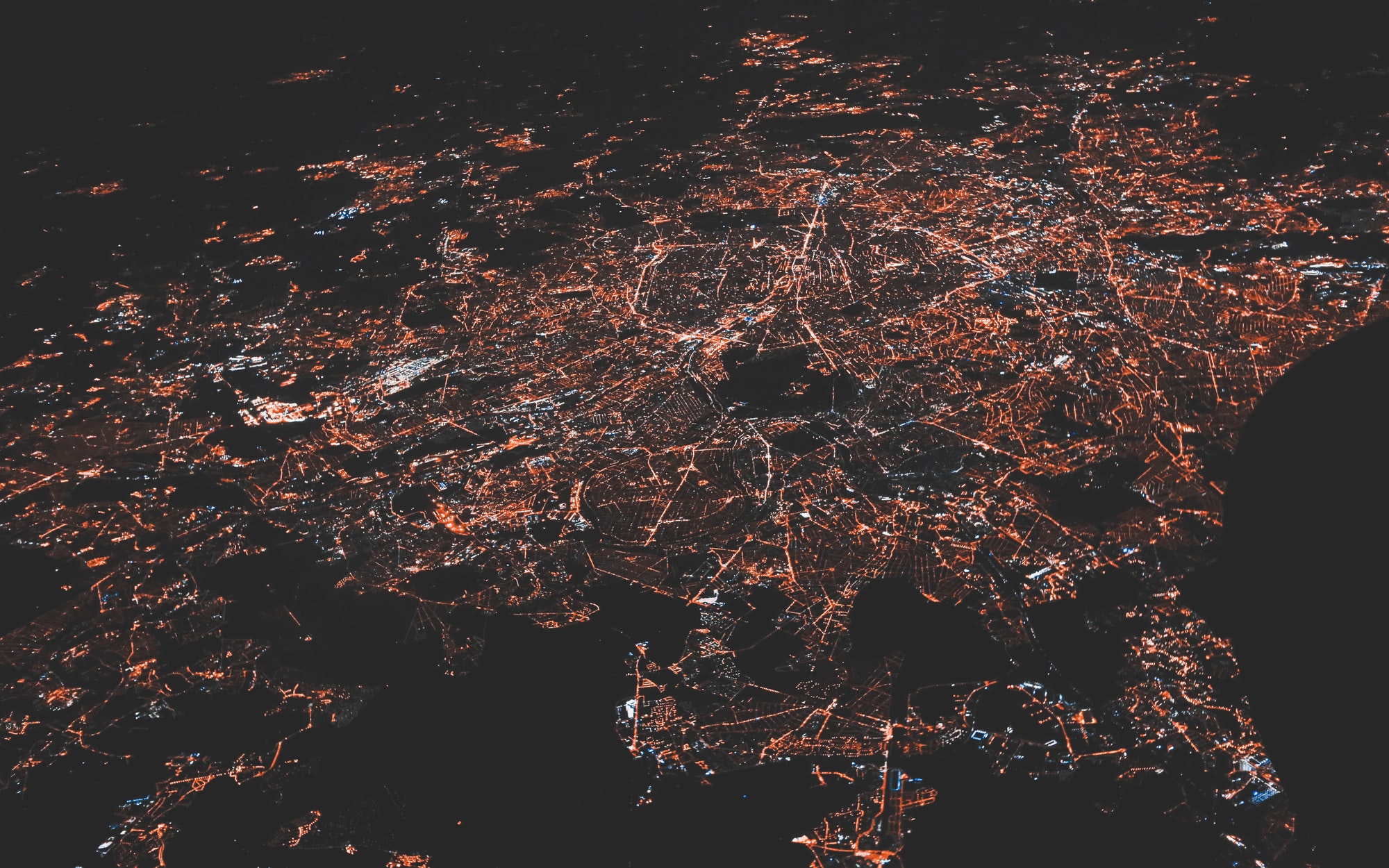 China at night from above, showing the subject of much cyber risk monitoring.